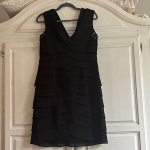 Jessica Black Tiered V-Neck Cocktail Dress